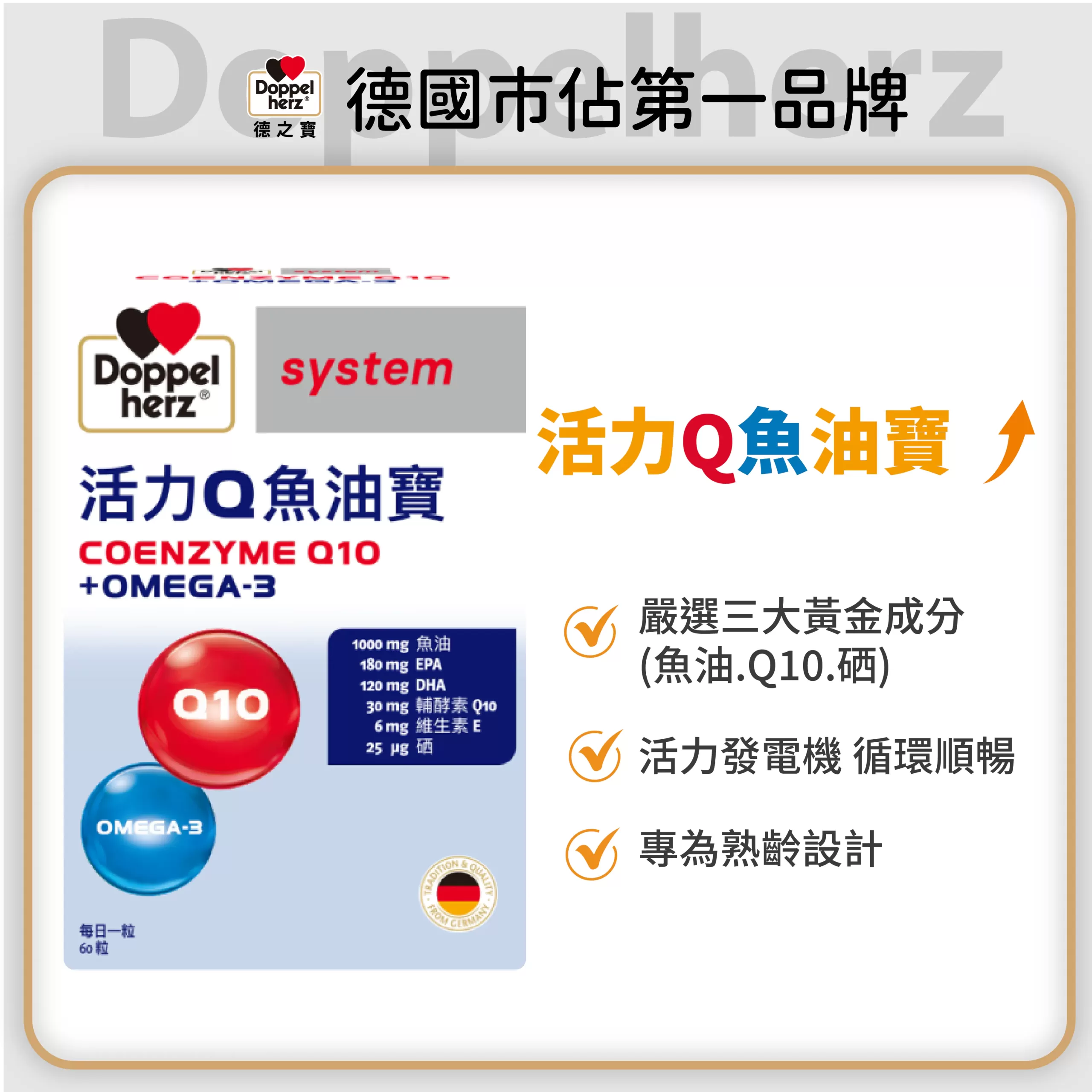 【德之寶】Q10+魚油